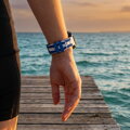 Prémium sportóra szíj az Garmin Watch QuickFit 22 mm Fehér-Kék