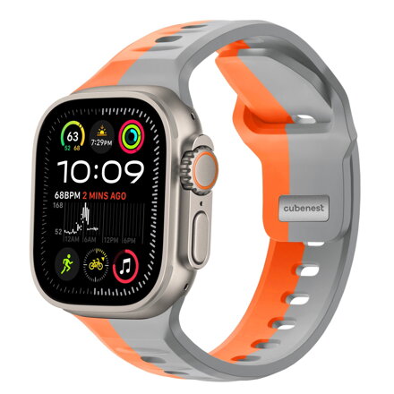 Prémium sportóra szíj az Apple Watch-hoz Narancs-Szürke