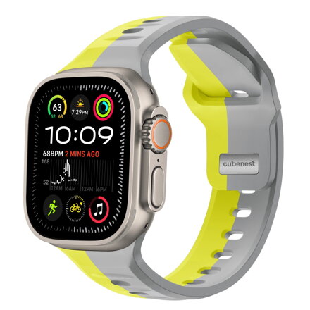 Prémium sportóra szíj az Apple Watch-hoz Sárga-Szürke