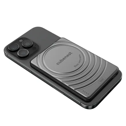 Cubenest Vezeték nélküli mágneses fekete power bank SlimDual 5000 mAh S1B3D