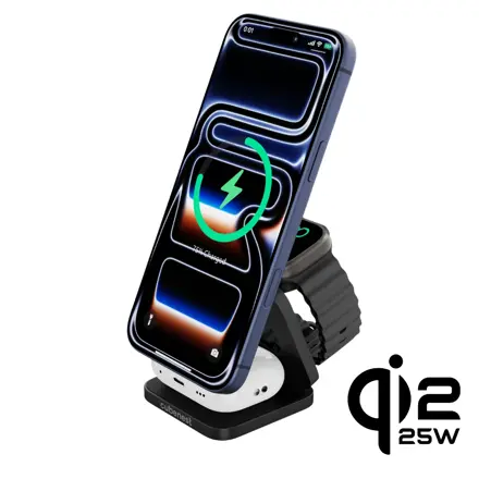 Cubenest Qi2.2 3 az 1-ben Összecsukható vezeték nélküli mágneses fekete töltő SQ312 Ultra