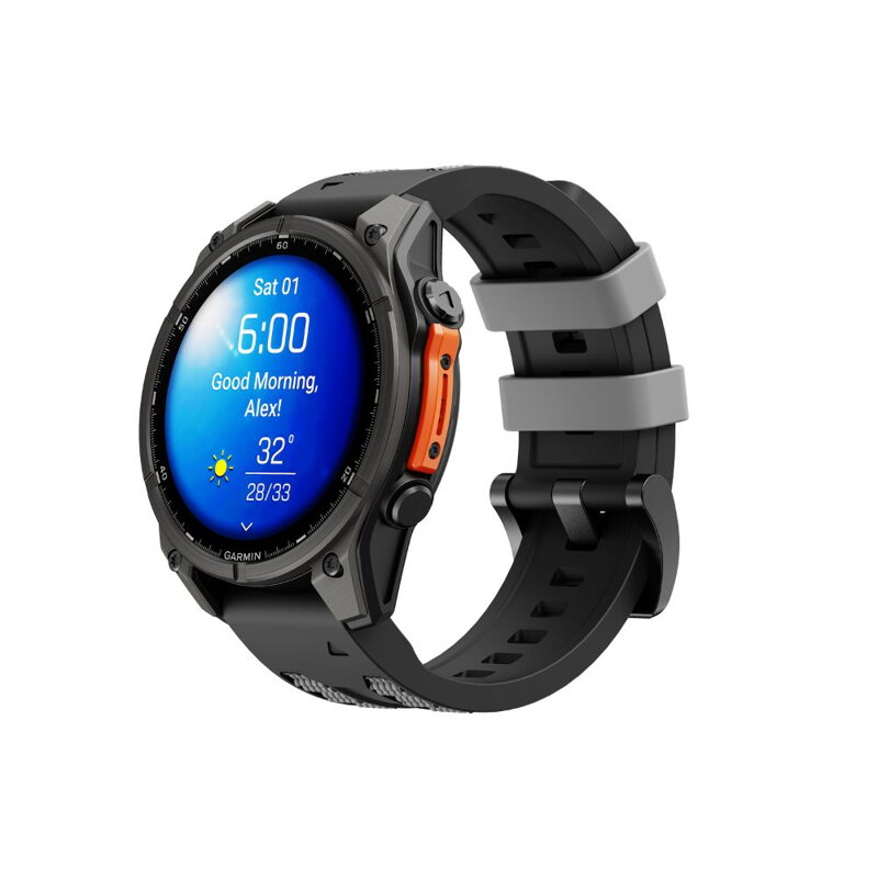 Prémium sportóra szíj az Garmin Watch QuickFit 22 mm Fekete-Szürke