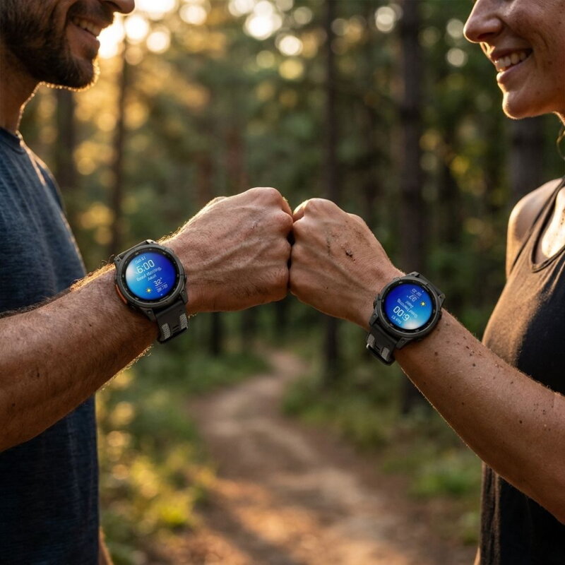Prémium sportóra szíj az Garmin Watch QuickFit 22 mm Fekete-Szürke