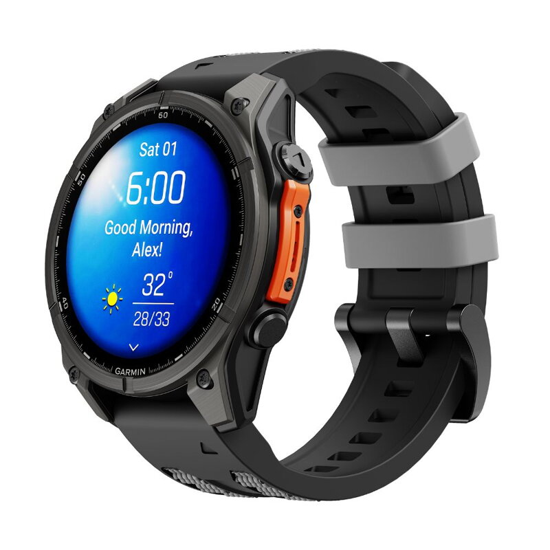 Prémium sportóra szíj az Garmin Watch QuickFit 22 mm Fekete-Szürke