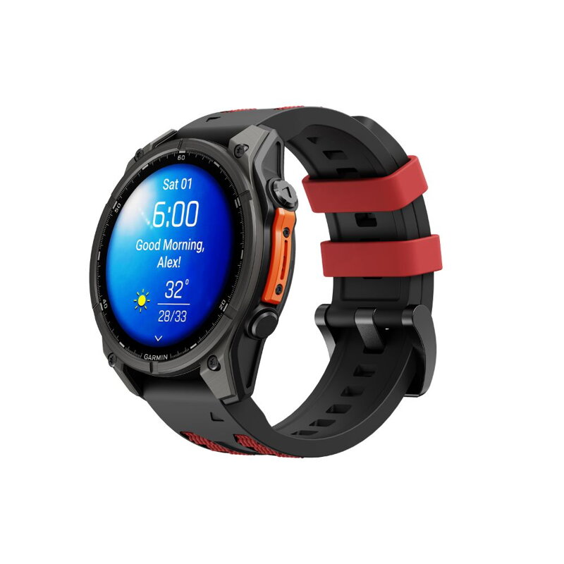 Prémium sportóra szíj az Garmin Watch QuickFit 22 mm Fekete-Piros