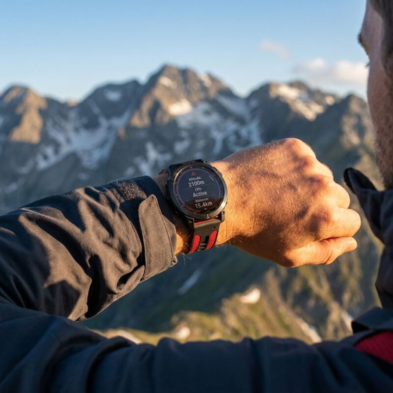 Prémium sportóra szíj az Garmin Watch QuickFit 22 mm Fekete-Piros
