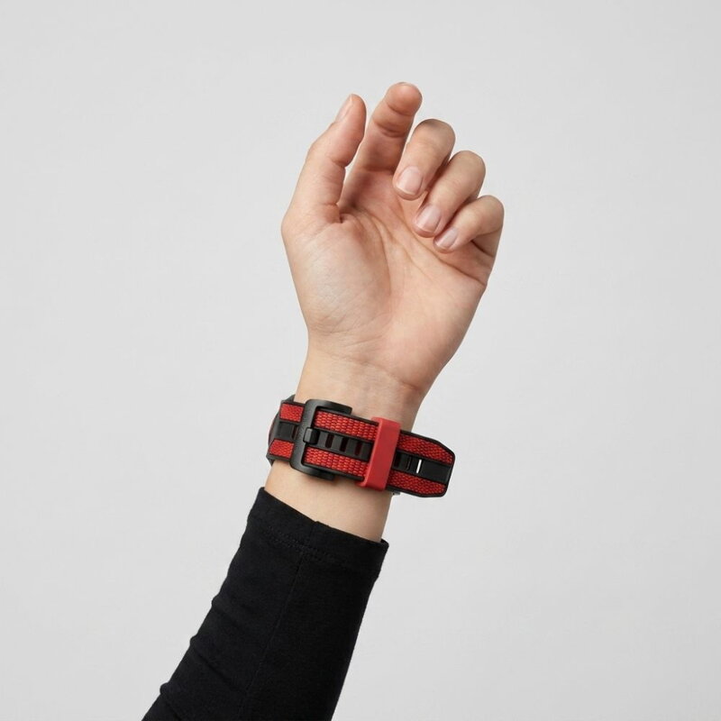 Prémium sportóra szíj az Garmin Watch QuickFit 22 mm Fekete-Piros