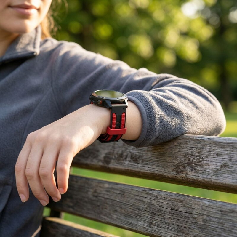 Prémium sportóra szíj az Garmin Watch QuickFit 22 mm Fekete-Piros