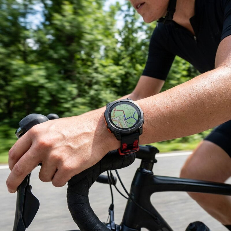Prémium sportóra szíj az Garmin Watch QuickFit 22 mm Fekete-Piros
