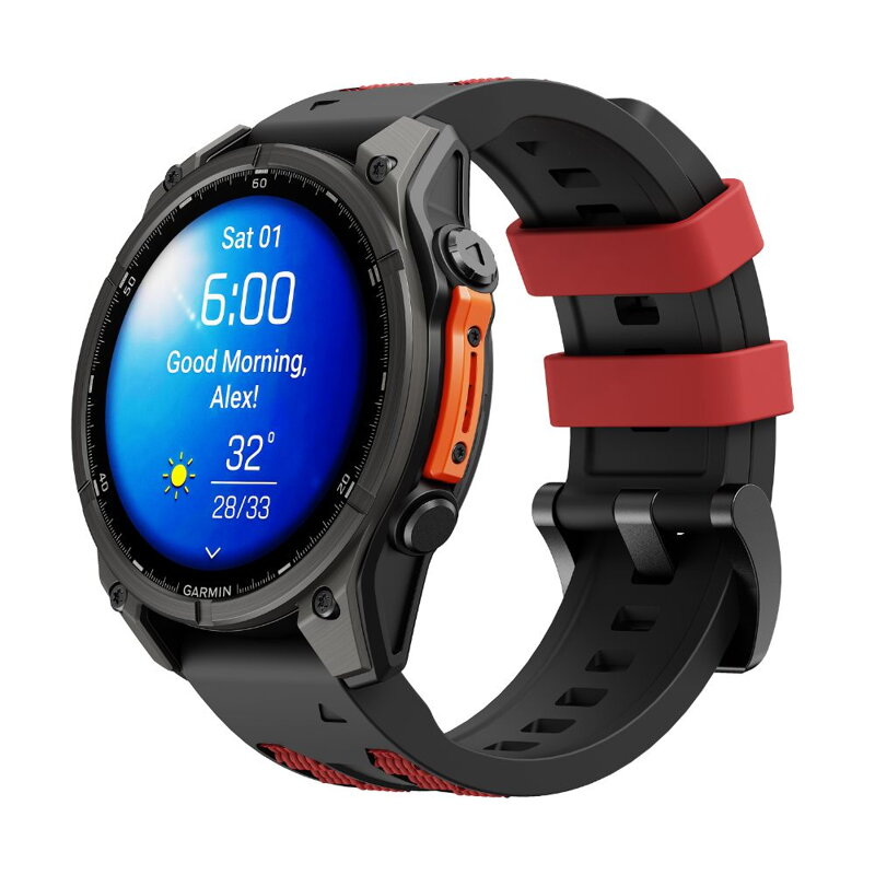 Prémium sportóra szíj az Garmin Watch QuickFit 22 mm Fekete-Piros