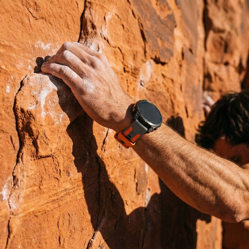 Prémium sportóra szíj az Garmin Watch QuickFit 22 mm Szürke-Narancssárga