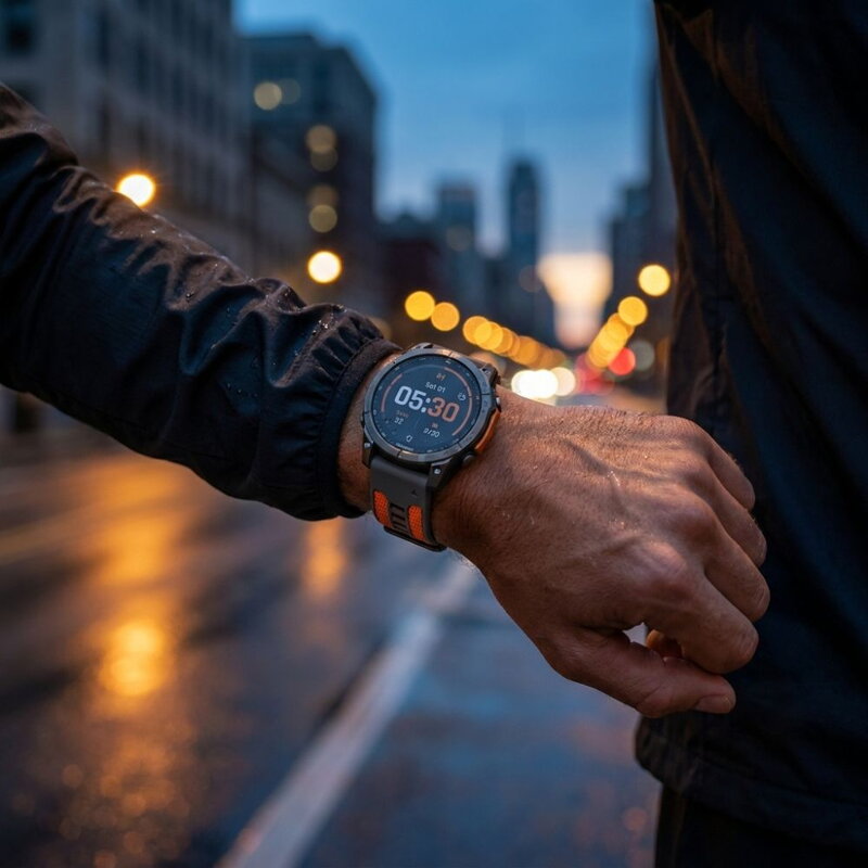 Prémium sportóra szíj az Garmin Watch QuickFit 22 mm Szürke-Narancssárga