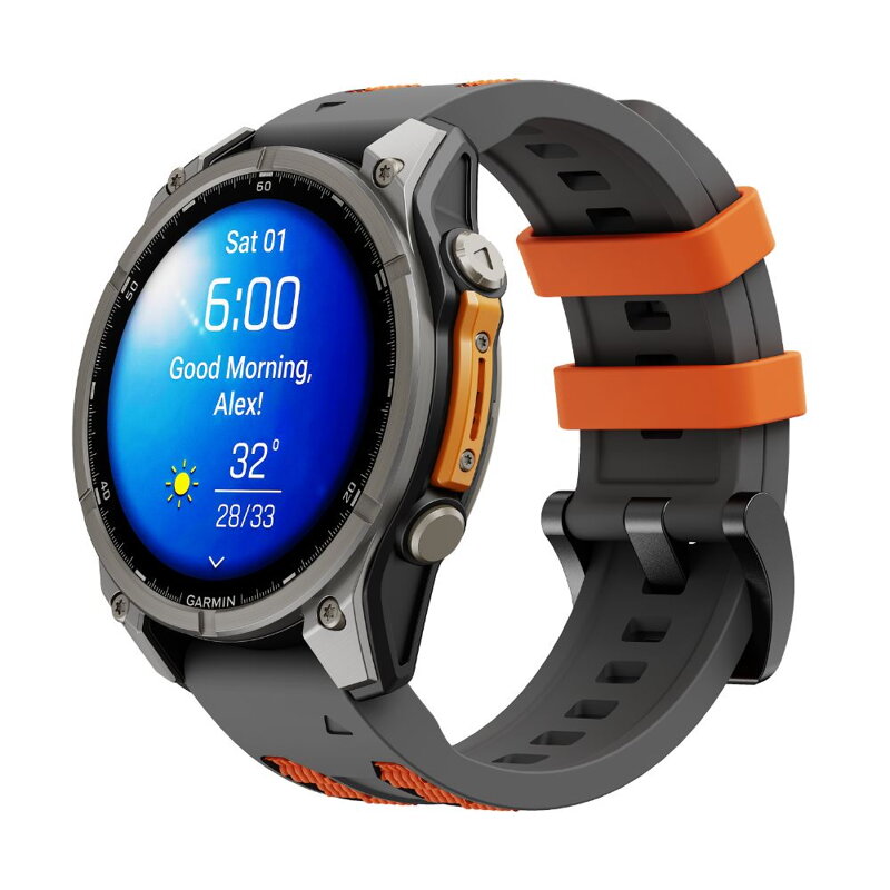 Prémium sportóra szíj az Garmin Watch QuickFit 22 mm Szürke-Narancssárga