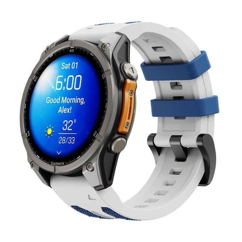 Prémium sportóra szíj az Garmin Watch QuickFit 22 mm Fehér-Kék