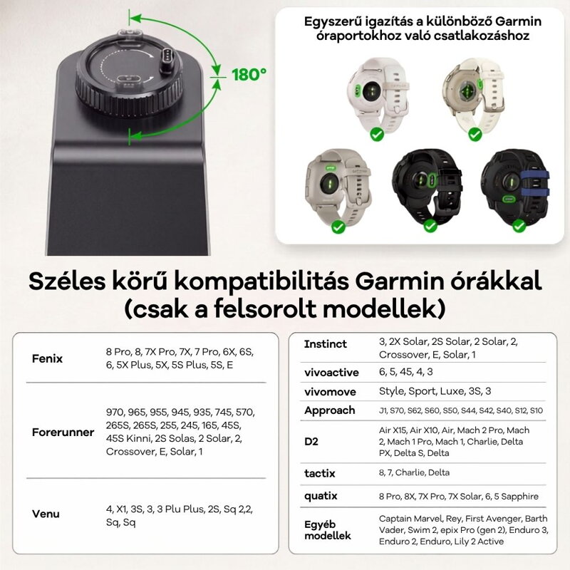 Cubenest Qi2.2 3 az 1-ben Vezeték nélküli mágneses töltő SQ314 Pro Garmin Watch