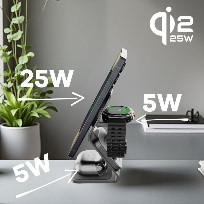 Cubenest Qi2.2 3 az 1-ben Vezeték nélküli mágneses töltő SQS314 Pro Samsung Watch