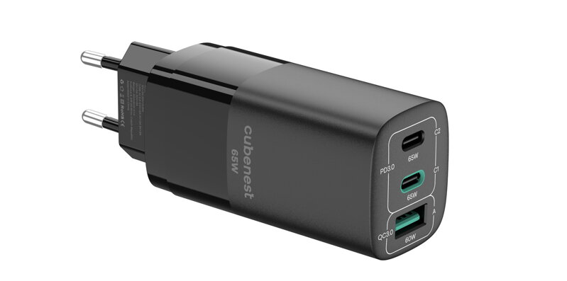 Cubenest PD GaN fekete töltő 65W S3D0