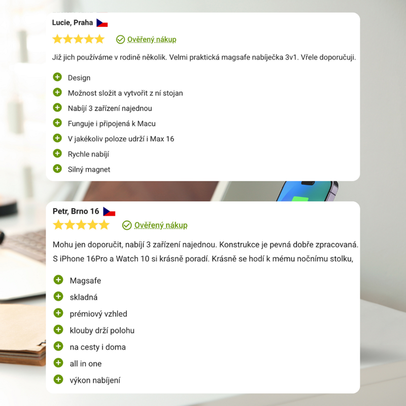 Cubenest 3 az 1-ben Összecsukható vezeték nélküli mágneses szürke töltő E310