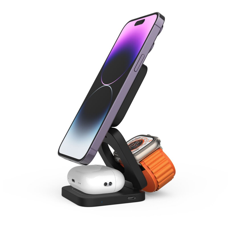 Cubenest 3 az 1-ben Összecsukható vezeték nélküli mágneses szürke töltő E310