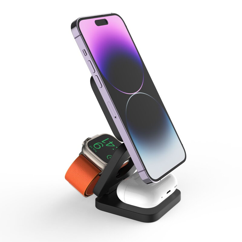 Cubenest 3 az 1-ben Összecsukható vezeték nélküli mágneses szürke töltő E310