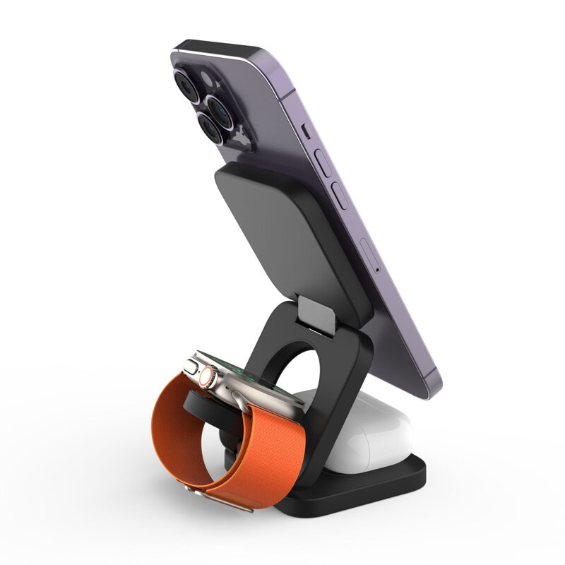 Cubenest 3 az 1-ben Összecsukható vezeték nélküli mágneses szürke töltő E310