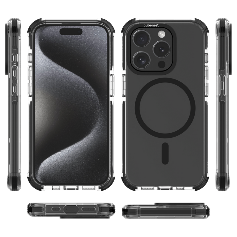Cubenest iPhone 15 Pro MagPro Strong Guard fekete tok