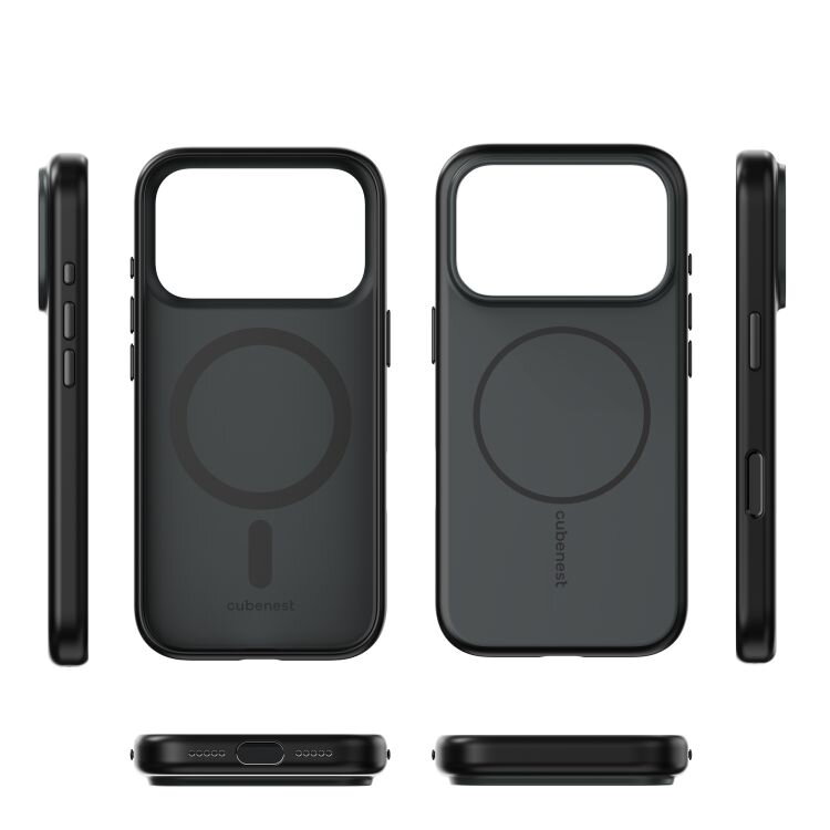 Cubenest iPhone 17 Pro matt fekete tok MagSafe kompatibilis