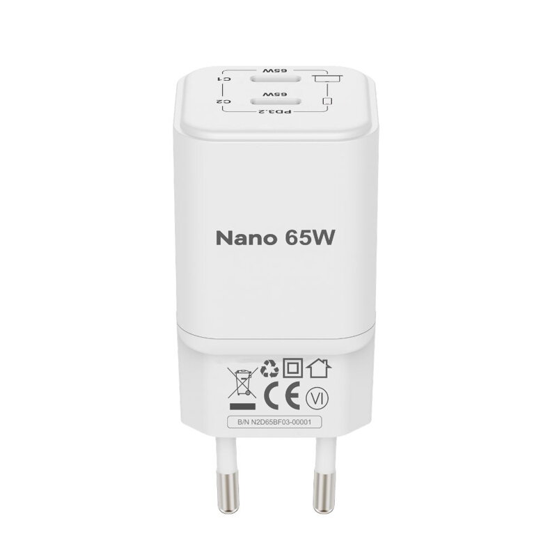 Cubenest PD GaN Nano adapter 2xUSB-C 65W N2D65