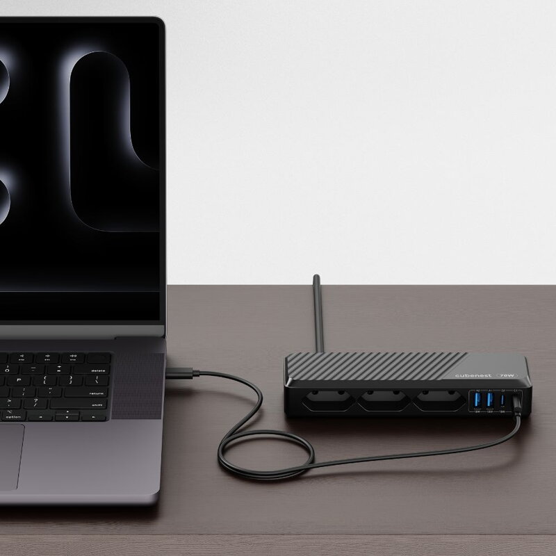 Cubenest PD GaN PowerStrip SlimLine 7 az 1-ben Extended USB 70W