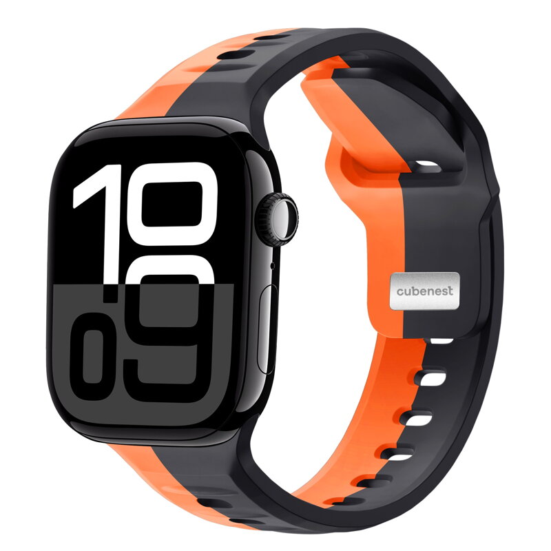 Prémium sportóra szíj az Apple Watch-hoz Fekete-Narancs
