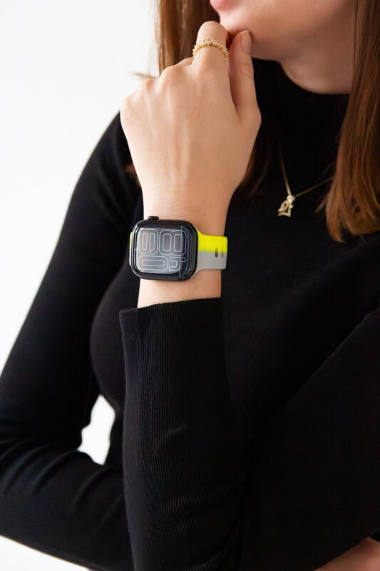 Prémium sportóra szíj az Apple Watch-hoz Sárga-Szürke