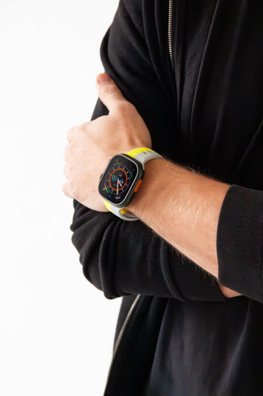Prémium sportóra szíj az Apple Watch-hoz Sárga-Szürke