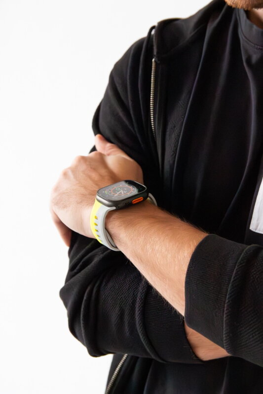 Prémium sportóra szíj az Apple Watch-hoz Sárga-Szürke