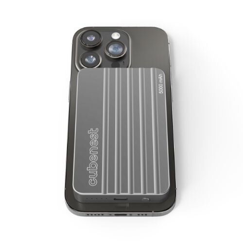 Cubenest Vezeték nélküli mágneses szürke power bank 5000 mAh S1B1