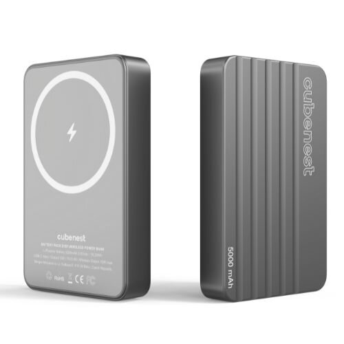 Cubenest Vezeték nélküli mágneses szürke power bank 5000 mAh S1B1