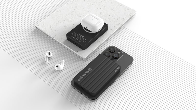 Cubenest Vezeték nélküli mágneses fekete power bank 5000 mAh S1B1