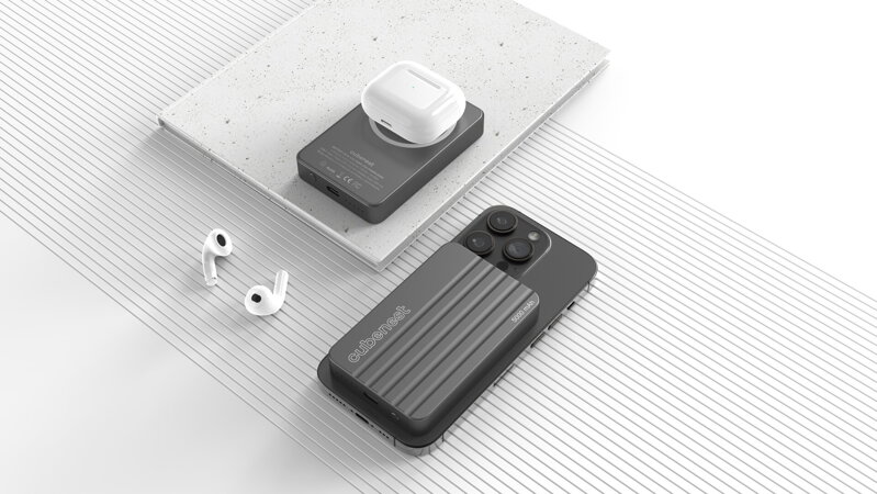 Cubenest Vezeték nélküli mágneses szürke power bank 5000 mAh S1B1