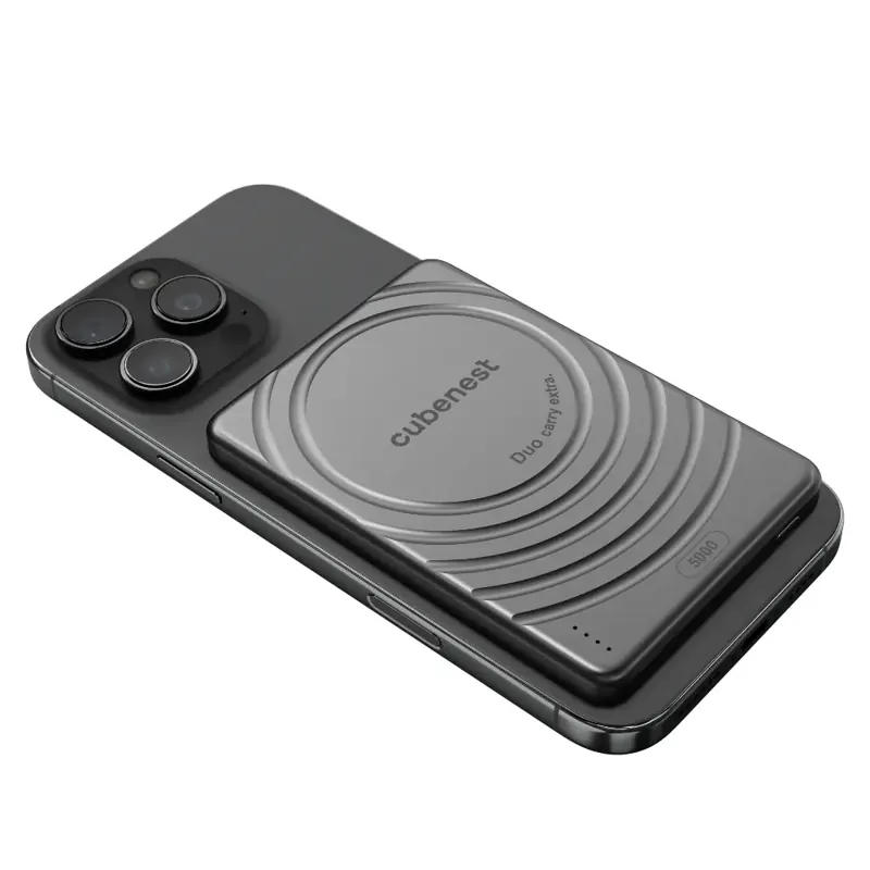 Cubenest Vezeték nélküli mágneses fekete power bank SlimDual 5000 mAh S1B3D Cubenest Vezeték nélküli mágneses fekete power bank SlimDual 5000 mAh S1B3D
