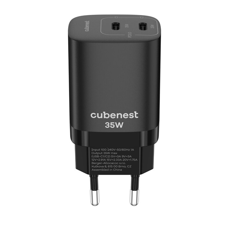 Cubenest PD GaN fekete töltő 35W S2D1 Cubenest PD GaN fekete töltő 35W S2D1