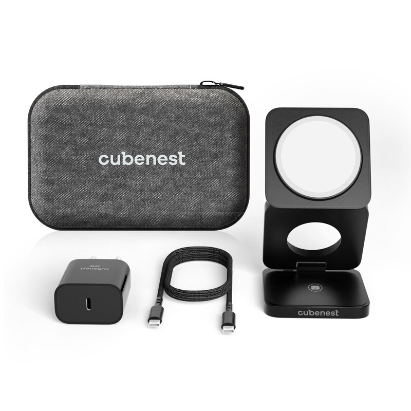 Cubenest 3 az 1-ben Összecsukható vezeték nélküli mágneses fekete töltő S312 Pro