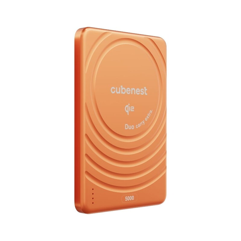Cubenest Qi2 Vezeték nélküli mágneses narancssárga power bank SlimDual 5000 mAh S1B3D