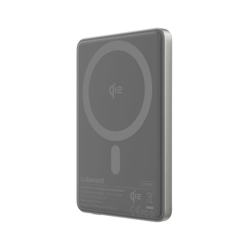 Cubenest Qi2 Vezeték nélküli mágneses ezüst power bank SlimDual 5000 mAh SQ1B3D