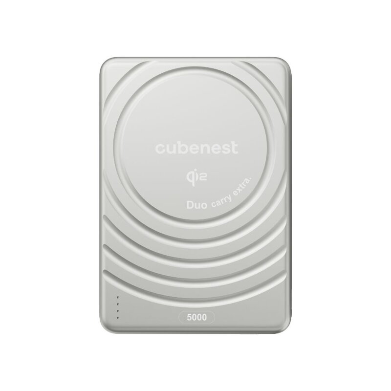 Cubenest Qi2 Vezeték nélküli mágneses ezüst power bank SlimDual 5000 mAh SQ1B3D
