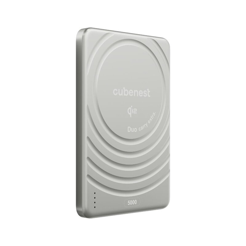 Cubenest Qi2 Vezeték nélküli mágneses ezüst power bank SlimDual 5000 mAh SQ1B3D
