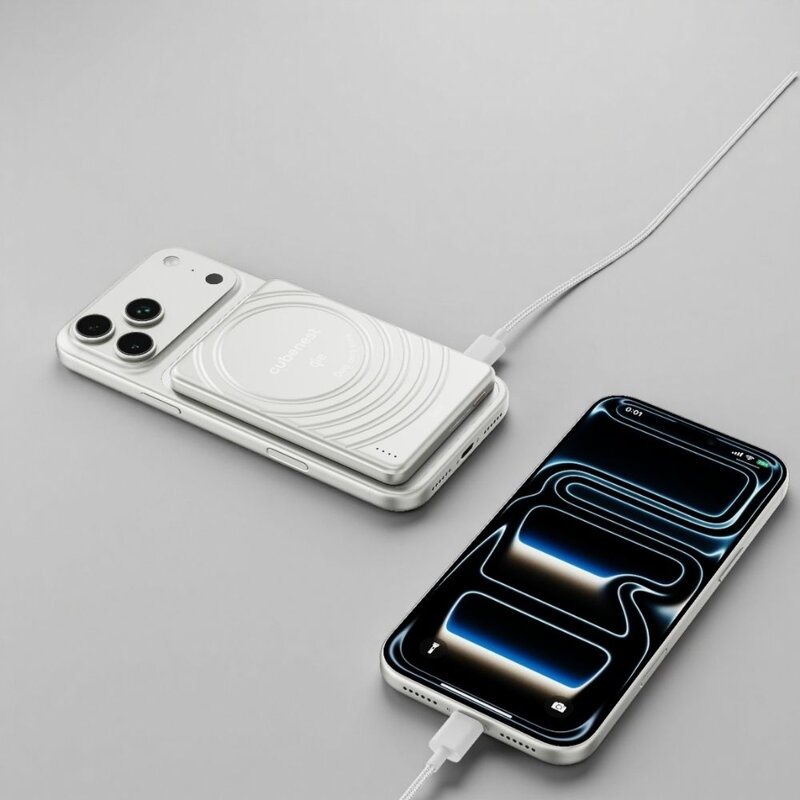 Cubenest Qi2 Vezeték nélküli mágneses ezüst power bank SlimDual 5000 mAh SQ1B3D