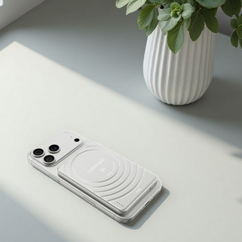 Cubenest Qi2 Vezeték nélküli mágneses ezüst power bank SlimDual 5000 mAh SQ1B3D