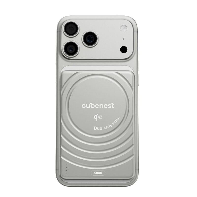 Cubenest Qi2 Vezeték nélküli mágneses ezüst power bank SlimDual 5000 mAh SQ1B3D