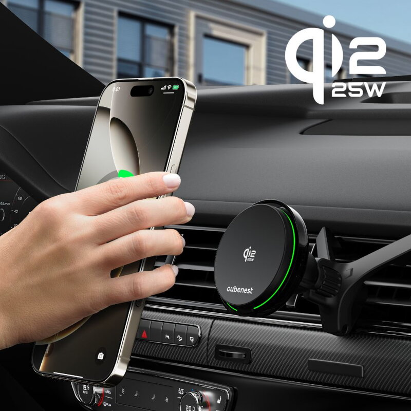 Cubenest Qi2.2 Hűtéssel ellátott vezeték nélküli mágneses autós töltő SQ1C3