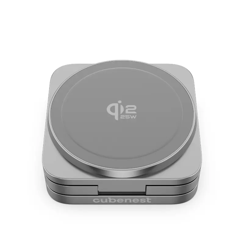 Cubenest Qi2.2 3 az 1-ben Összecsukható vezeték nélküli mágneses szürke töltő SQ312 Ultra