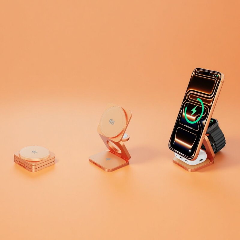 Cubenest Qi2.2 3 az 1-ben Összecsukható vezeték nélküli mágneses narancssárga töltő SQ312 Ultra